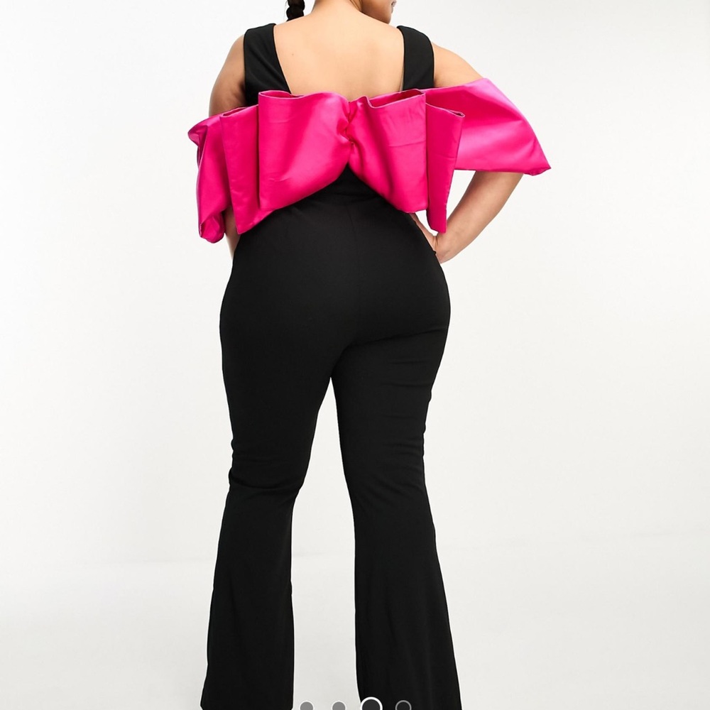 ASOS LUXE Curve contrast dramatic sleeve kick flare jumpsuit